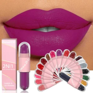 18 Colors 2 in 1 Matte Lipstick Liquid Purple Lip Glaze Double Head Lip Makeup Lasting Waterproof Velvet Sexy Dark Red Lipsticks 1