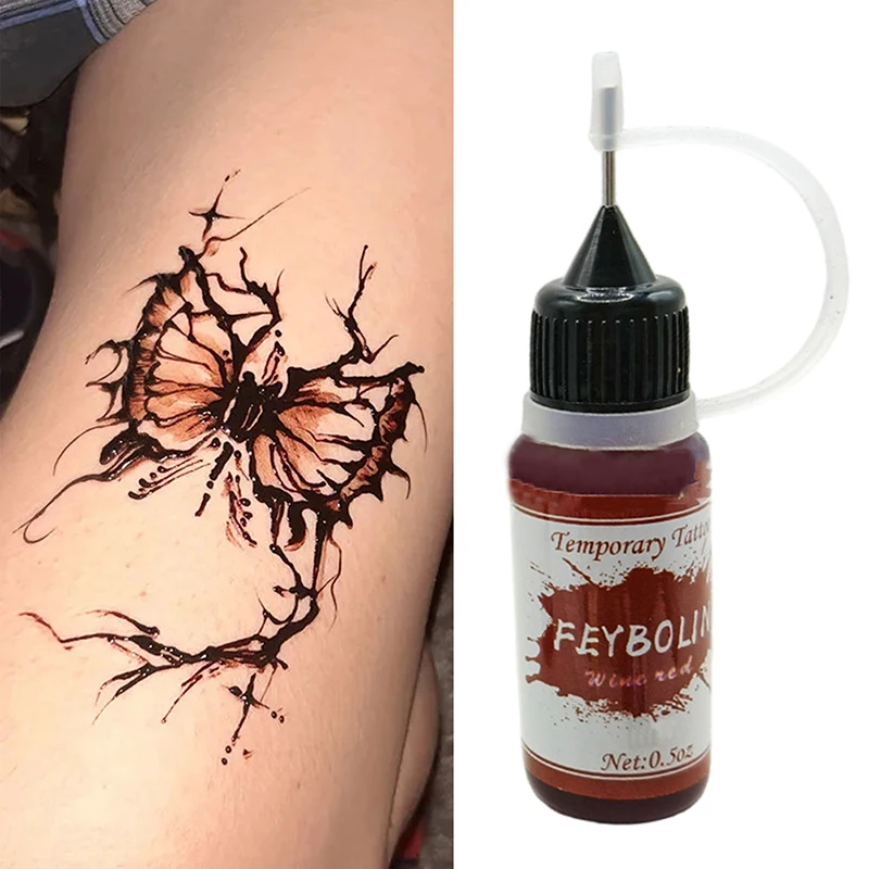 Temporary Tattoo Indian Henna Tattoo Ink Body Art Paint Semi-Permanent Makeup Pigment No Pain Eyebrow Eyeliner Beauty Supply DIY 3
