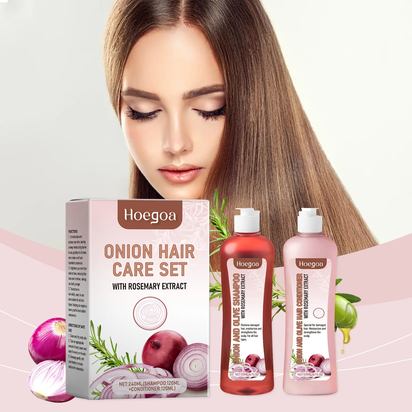 Rosemary Onion Shampoo and Conditioner Sets Anti Hair Loss Improve Rough Frizz Prevent Breakage Repair Damaged Hair Care Product 3