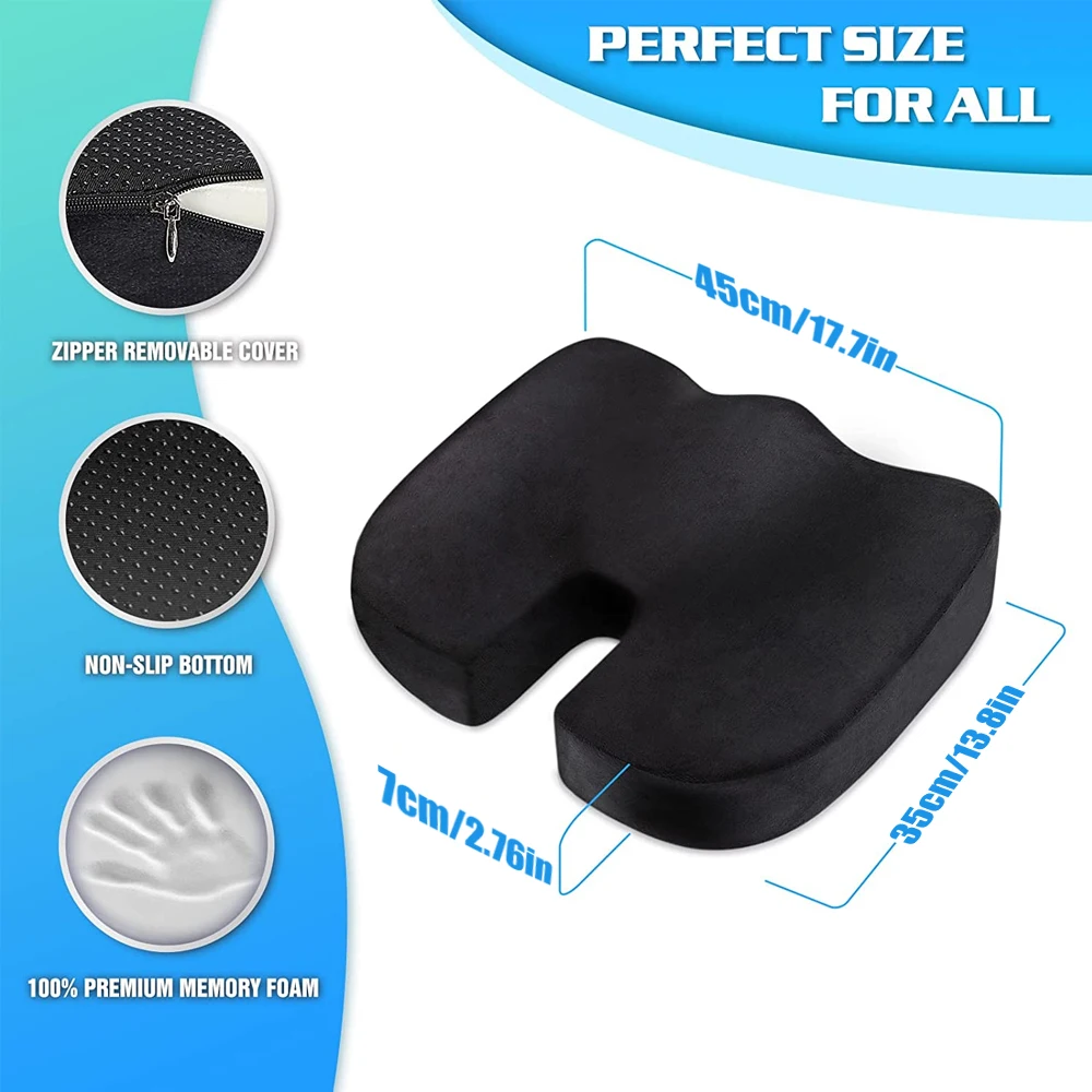 Travel Coccyx Seat Cushion Memory Foam U-Shaped Pillow for Chair Cushion Pad Car Office Hip Support Massage Orthopedic Pillow 6