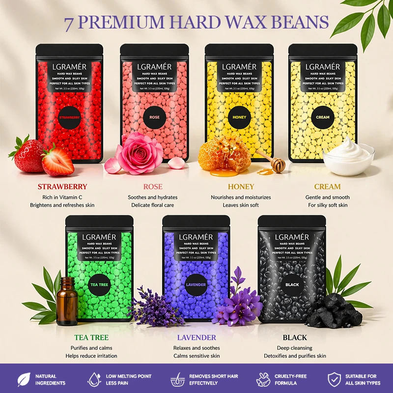 Hard Wax Beads for Coarse Hair Removal Depilatory Wax Beans & Spatulas for Face,Back,Chest,Bikini Areas,Legs for Any Wax Warmer 2