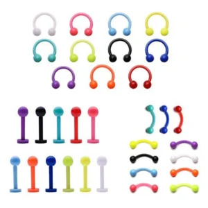 16G Flexible Colorful Curved Barbell Piercing Retainer Plastic Lip Rings Labret Stud Clear Clicker Horseshoe Barbell Tragus Dait 1