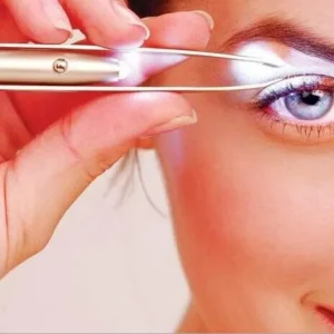 1pc Portable Stainless Steel Smart Design Eyebrow Hair Remove Tweezer With LED Light Makeup Tool 1