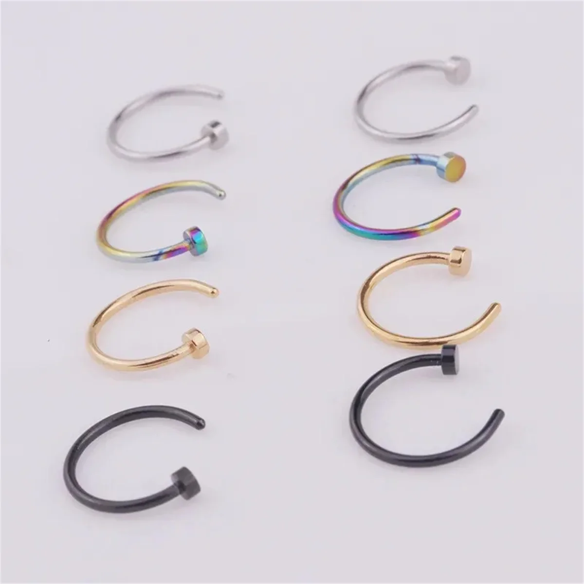 2/10pcs 20G Fake Nose Rings for Women Men,316L Stainless Steel Clip On Lip Rings Labret Ring Nose Piercing Jewelry 2