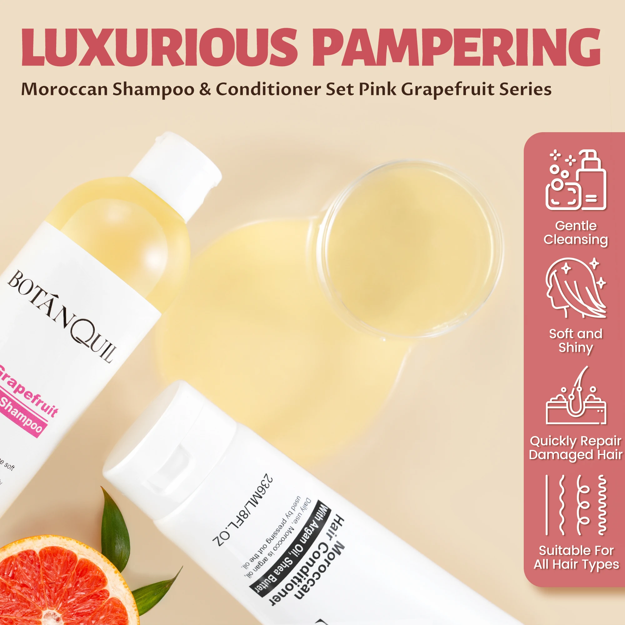 BOTÁNQUIL Shampoo Conditioner Set Suitable For All Hair Types Citrus Scents Cleansing Nourishing Moisturizing Treatment for Hair 5