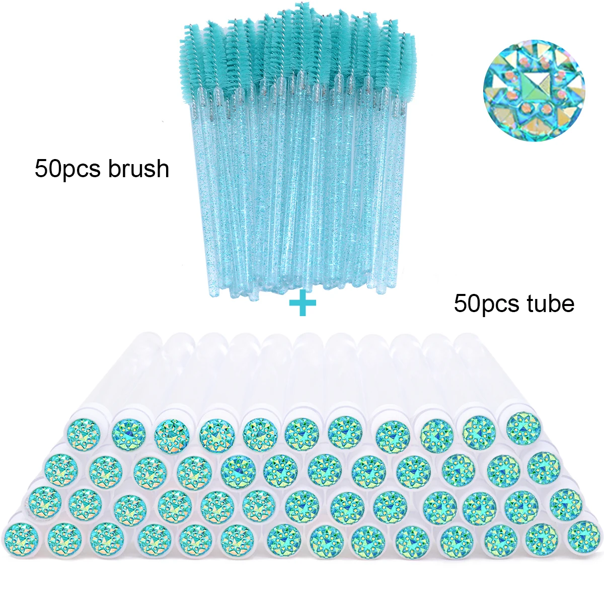 50Pcs Eyelash Brush Tubes With Crystal Lash Mascara Wands Eyebrow Comb Spoolies Container Lash Brush Applicators Makeup Tools 6