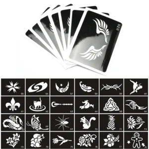 50 Mixed Design Sheets Stencils for Body Painting Glitter Temporary Tattoo Kit 1