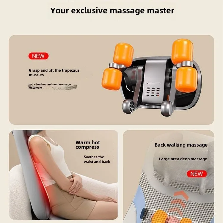 5 Vibrations Waist Hips Electric Back Massager Cervical Massage Chair Seat Cushion for Body Shiatsu Heated Kneading Relaxarion 2