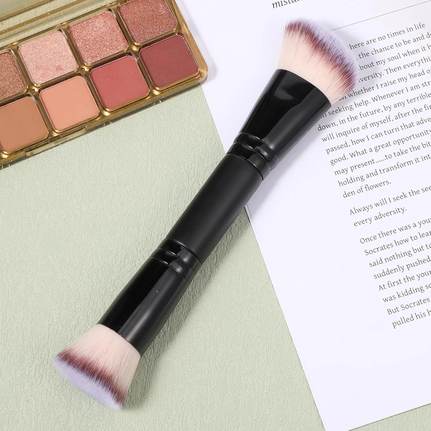 2 In 1 Foundation Blush Dual Ended Makeup Brush Soft Fluffy Facial Cosmetic Tool 5
