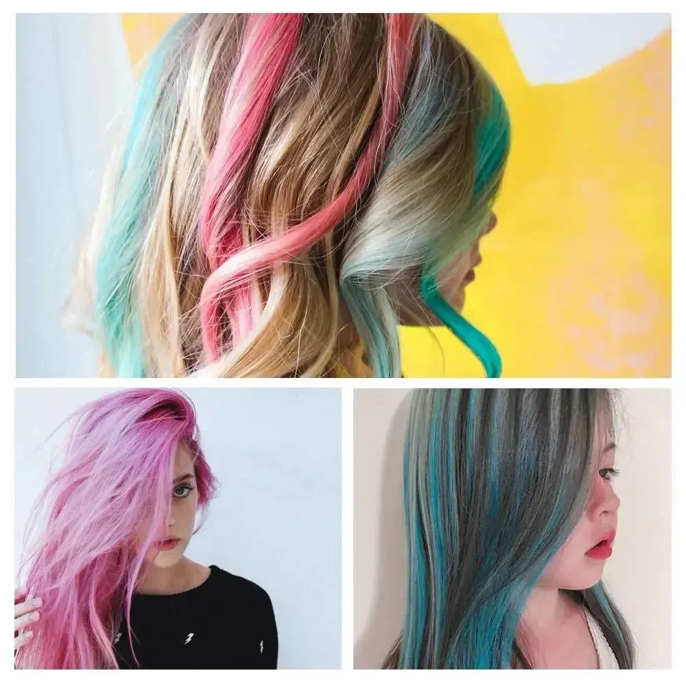 1pc Hair Color Chalk Temporary Color Wax For Hair Cover Fashion Design Crayons White Hair Dye Shampoo Chalk Hairs Coloring Comb 6