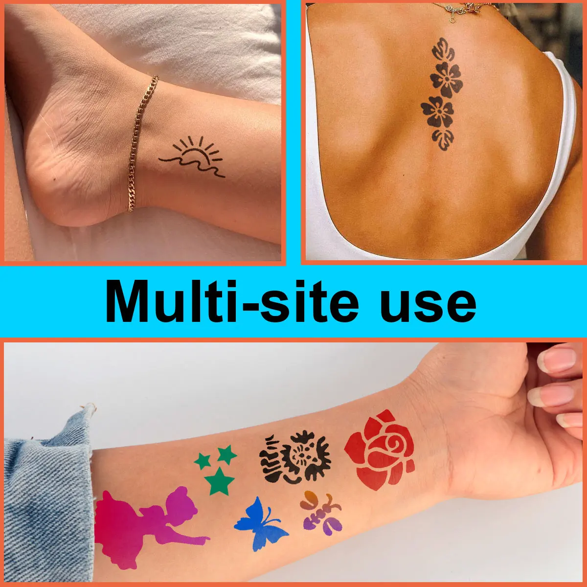 Temporary Tattoo Stencil Templates Set Reusable DIY Painting for Face and Body Art, Christmas Eve Gifts Party Favor Supplies 3