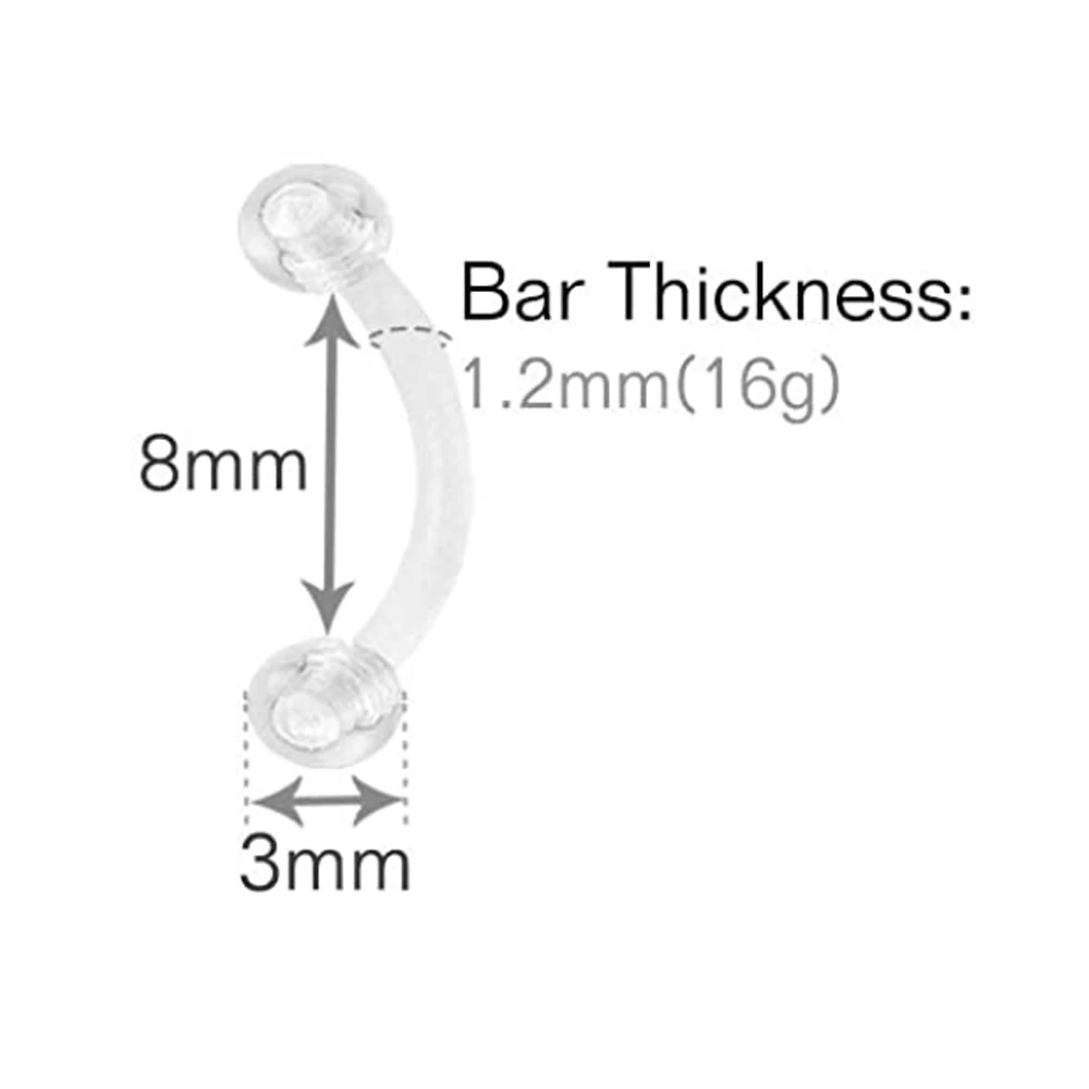 16G Flexible Colorful Curved Barbell Piercing Retainer Plastic Lip Rings Labret Stud Clear Clicker Horseshoe Barbell Tragus Dait 3