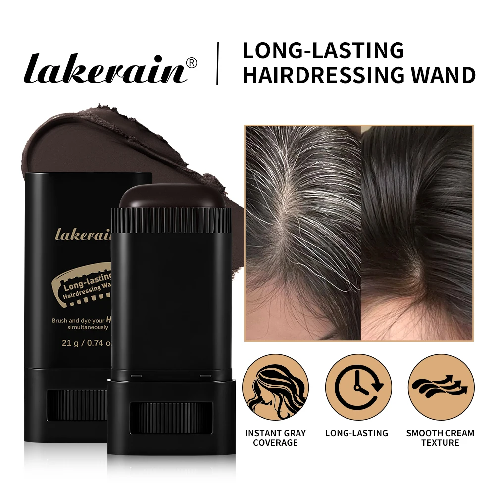 2in1 Hair Dye Stick with Comb Black Brown Coffee Long Lasting Temporary Hair Coloring Covered White Hairs Hairline Pen Washable 2