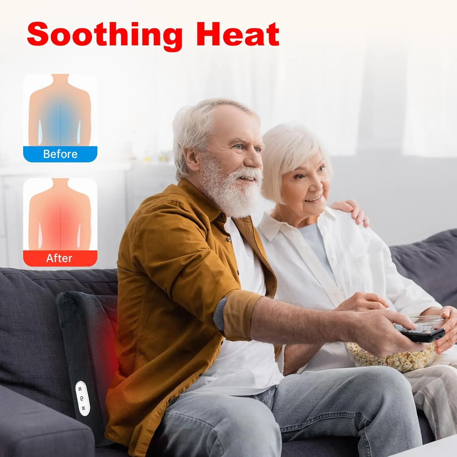 Heated Lumbar Support Pillow for Office Chair with Vibration Massage, Ergonomic Back Cushion for Desk Chair, Gift for Mom Dad 5
