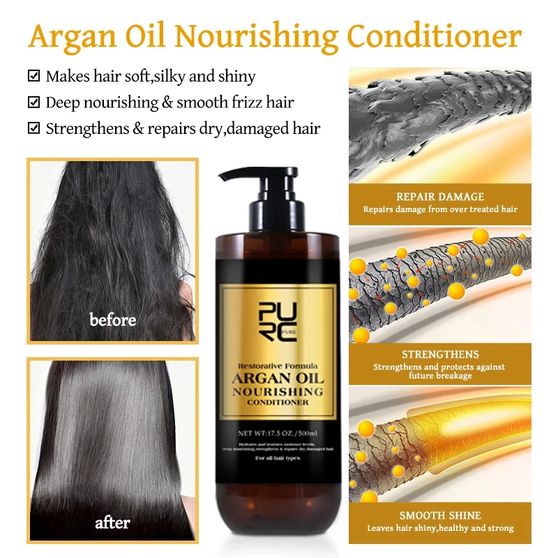 PURC Morocco Set Serum Smoothing Shampoo Conditioner And Repair Hair Mask Anti Dandruff Scalp Anti-Itch Hair Care Products Kit 4