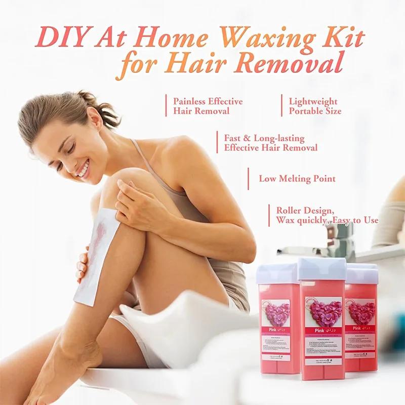 Roll On Waxing Kit With Wax Cartridges And Wax Strips 3 In 1 Soft Wax Heater Kit Hair Removal Wax Wax Paper Waxing Kits Warmer 6
