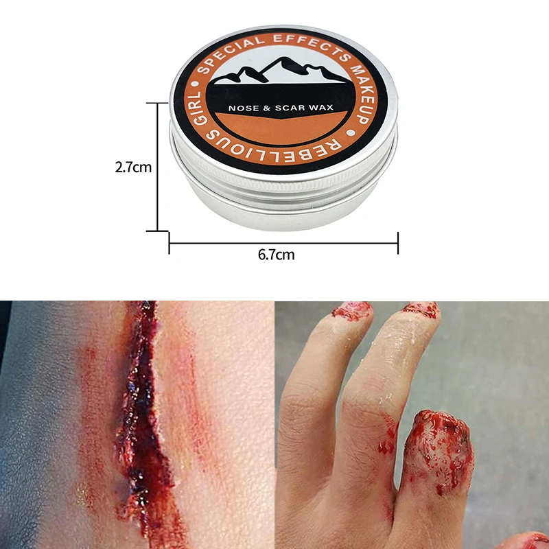 SFX Makeup Kit Scars Wax Halloween Special Effects Stage Fake Wound Skin Wax with Spatula Stipple Sponge Fake Wood Special 6