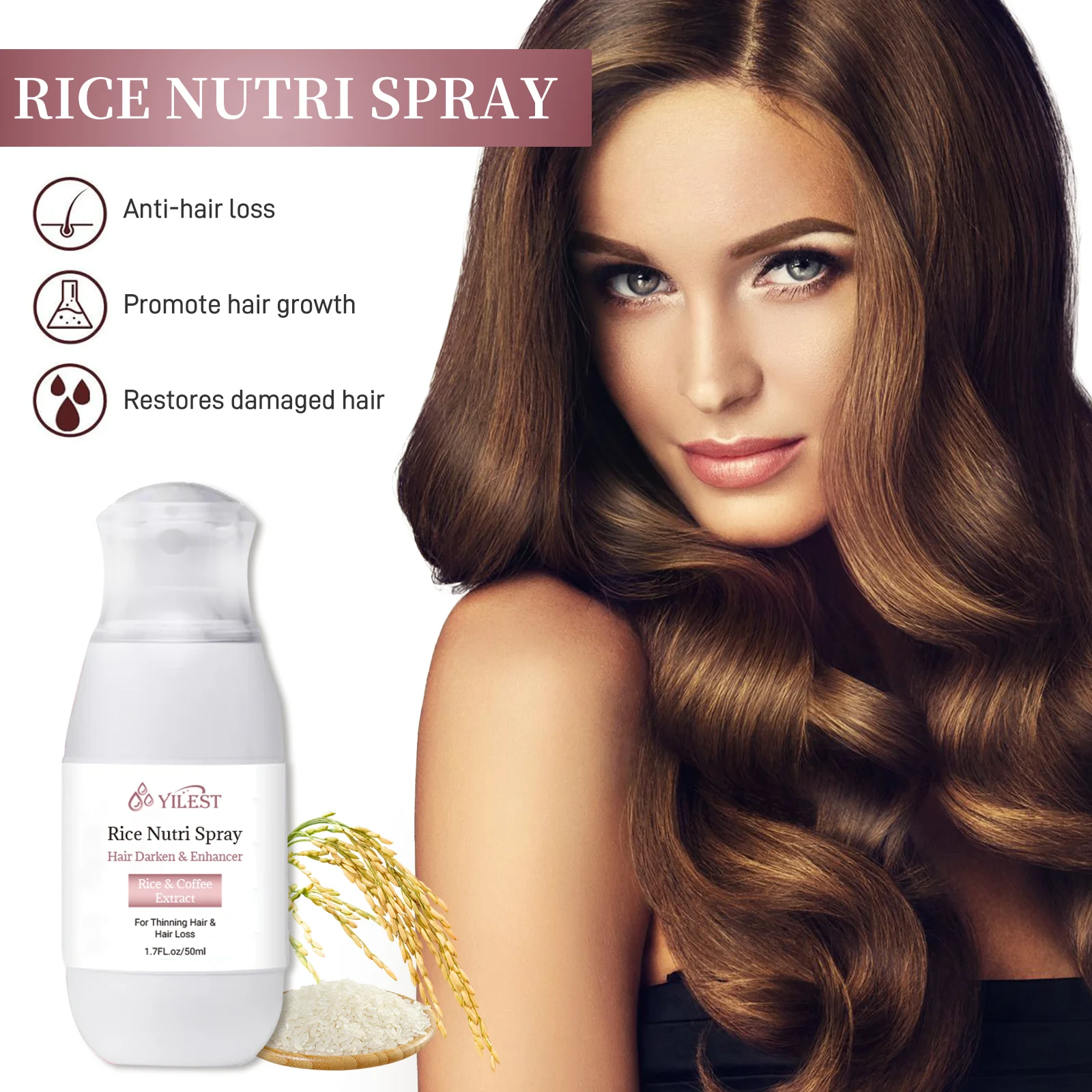 Rice Water Spray Hair Strengthens Thickening Natural Scalp Care Spray Thinning Hair Moisture Nourish Generating Spray 6