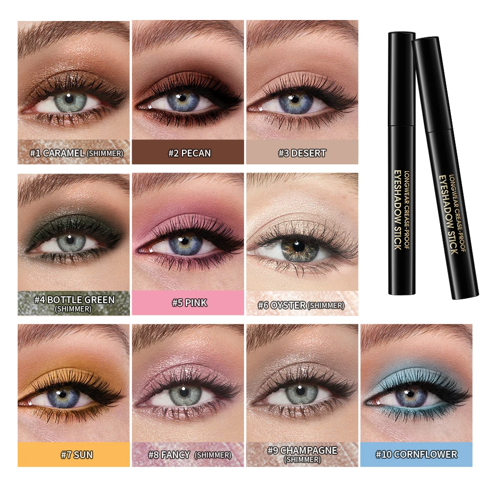 Lakerain Eyeshadow Stick Shimmer and Matte Long Lasting Waterproof Highlighter Metallic Glitter Eye Shadow Pencil Cosmetics 6