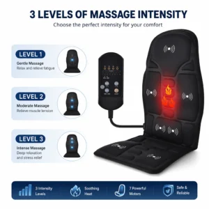 Electric Back Massager Massage Chair Cushion 7 Motors Heated Vibration Chair Pad Remote Control For Back Waist Car Home Office 1
