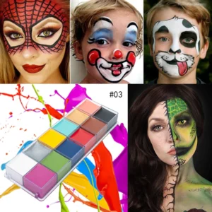 Face Body Oil Paint Palette 12 Colors Stage Special Effects Halloween Mardi Gras Makeup Body Art fancy Dress Tattoo painting 1