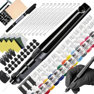 DIY Hand Poke and Stick Tattoo Kit Tattoo Needle Poke Stick Tool Ink Cup Pigment Glover Grommet Bandage Set Stick and Poke Kit 1