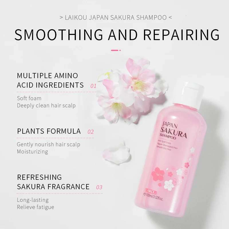 LAIKOU Japan Sakura Shampoo/Conditioner Repair Damaged Hair Moisturizing Nourishing Oil Control Hair Cleansing Care 3