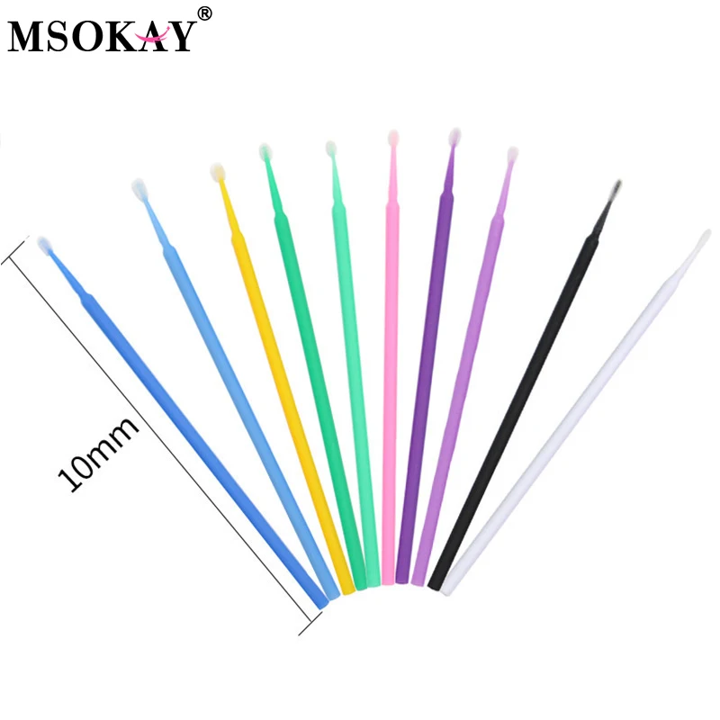 100Pcs Eyelash Cleaning Brush Lash Extension Micro Cotton Swab Individual Eyelashes Microbrush Beauty Makeup Clean Remover Tools 2