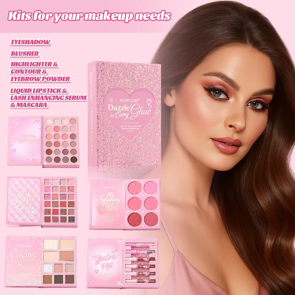 All-in-One 5-Page Makeup Magic Book: Full Kit with Multi-Shade Eyeshadow, Blush, Highlighter, Contour & Glossy Lip Gloss 4