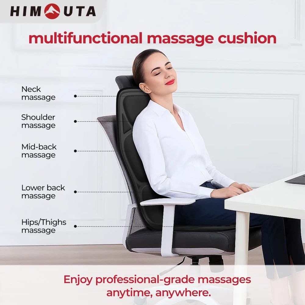 Electric Back Massager Full-Body Massage Chair Cushion Heated Vibrator Car Home Office Relaxation Lumbar Neck Mattress Chair Mat 3