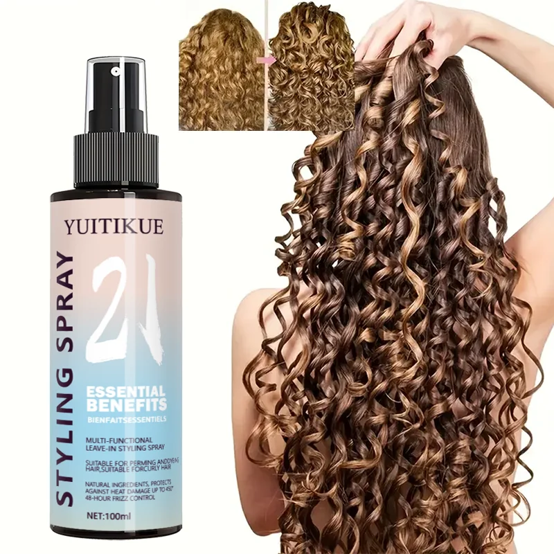 YUITIKUE 21 Essential Benefits Styling Spray | Multi-Functional Leave-In, Heat Protect & Frizz Control 100ml 4