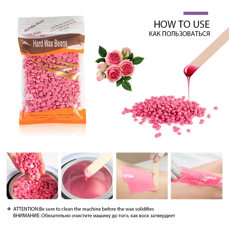 Hair Removal Wax Beads 500g/200g/50g For Wax Heater Painless Depilatory Waxing Body Hair Removal Beans Grooming Tool Unisex 4