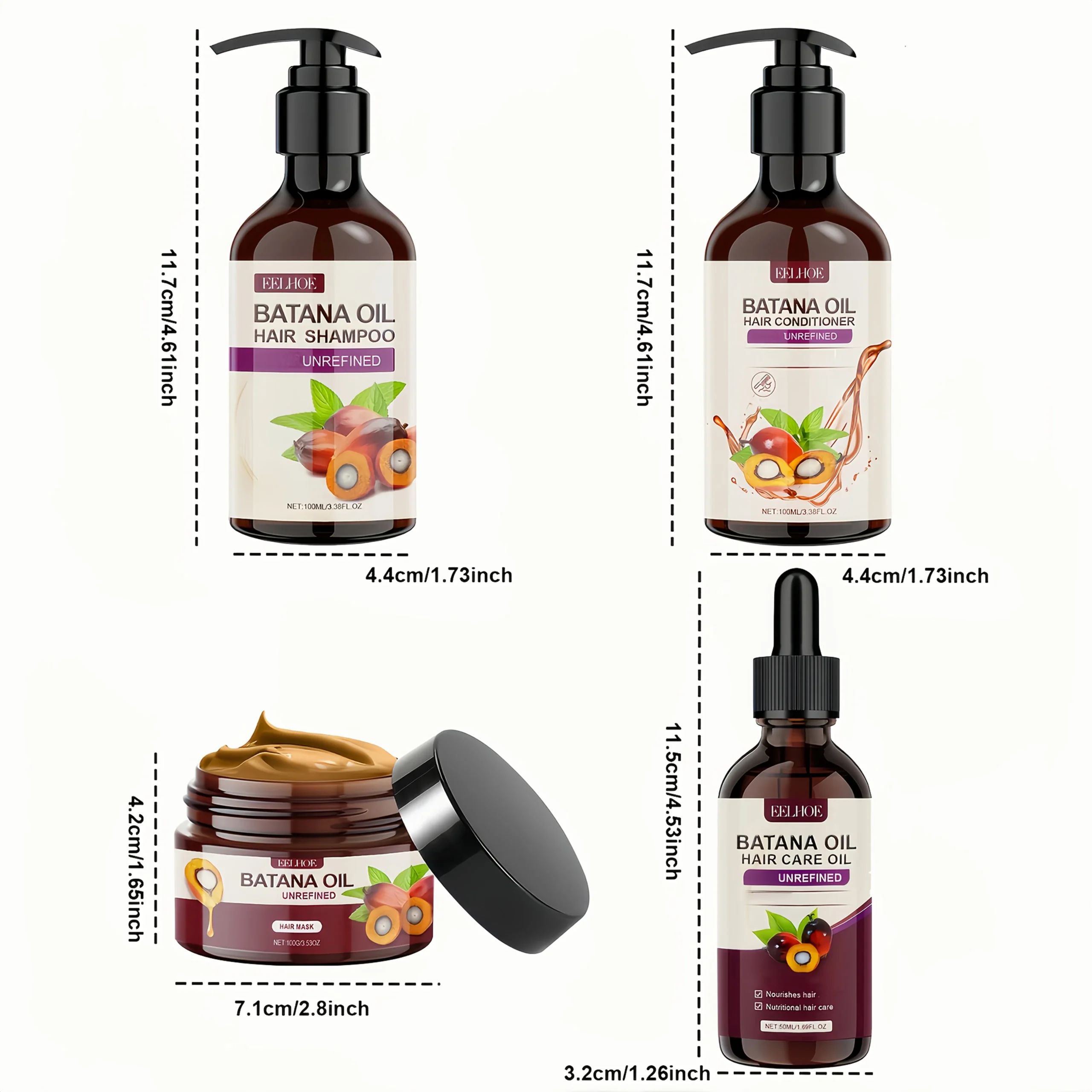 Batana Oil Hair Care Set - Shampoo, Conditioner, Hair Mask and Scalp Oil for All Hair Types 4