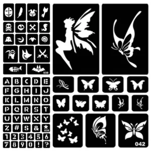 1Pc 40 Style Hollow Henna Tattoo Stencil Template New Body Ramdon Art Paste Drawing Cute Flower Butterfly Cartoon Tattoo Stencil 1