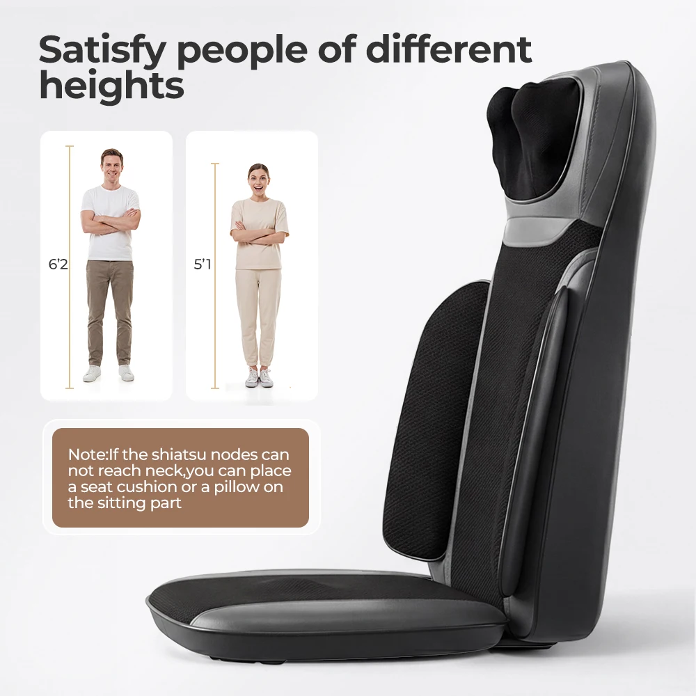 Shiatsu Neck Back Massager with Heat, Adjustable Massage Chair Pad Back Support Massage Seat Cushion for Full Body Massager Gifts for Dad Mom, Adjustable Intensity and Height for Office Chair and Home Use 3