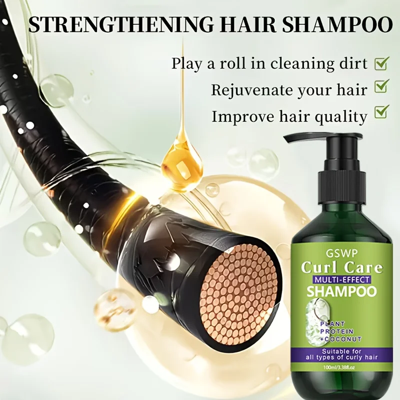 GSWP Curly Hair Care Shampoo and Conditioner Set,is moisturizing properties and deeply nourishes and cares for curly hair.200ml 3