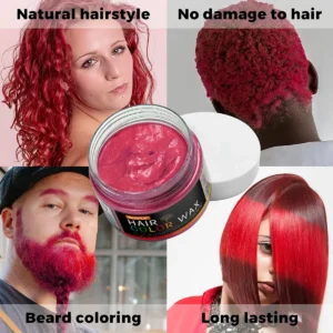 Valentine's Day Hair Color Wax for Men & Women Hair Clay Fashion One-Time Temporary Styling Dye Cream Easy Wash Hair Beard Color 1