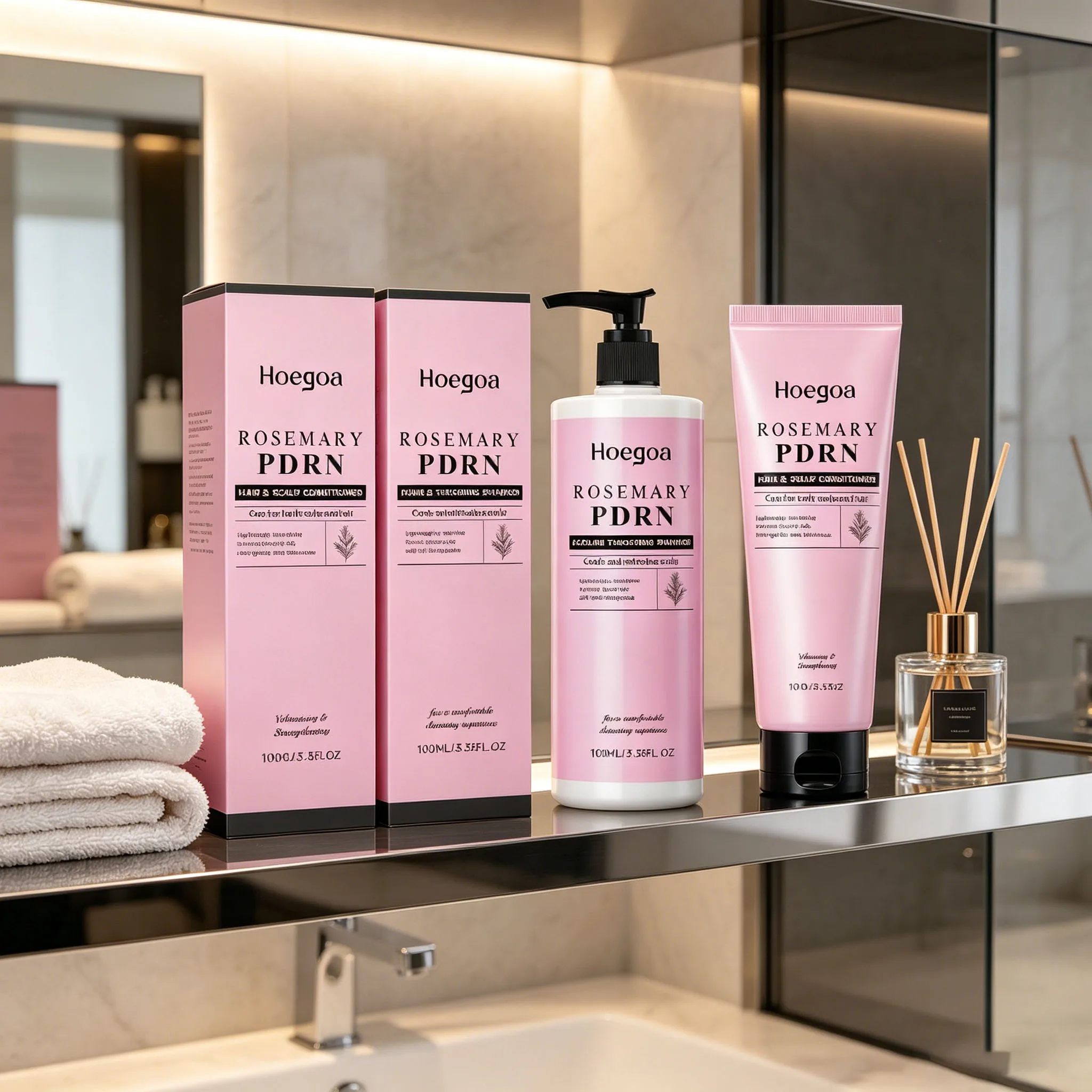 HOEGOA Rosemary Shampoo Conditioner Cleans Scalp Refreshing Oil Controlling Thickening Volumizing Hair Repairs Dry Hair Care Kit 4