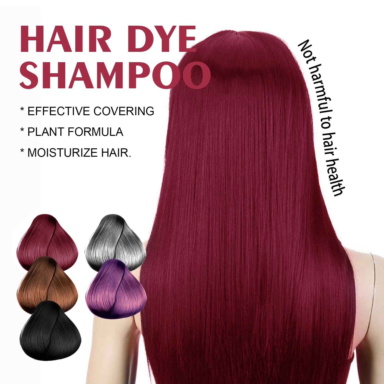 Instant Coloring Shampoo Natural 5 Colors for Men Women DIY Hair Dye Coloring Care Gentle Non-Irritating 100ml Hair Dye Shampoo 4