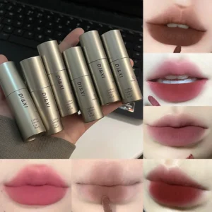 DIXI Mini Silver Tube Matte Lip Glaze — Velvet Finish, Skin-Enhancing, Versatile Low-Saturation Latte Shade 1
