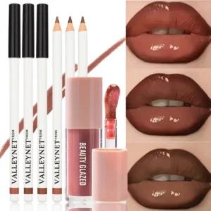 4pcs/set Lip Combo: 3Pcs Matte Lip Liners + 1 Lip Oil  Matte Long Lasting Waterproof Velvety Perfect for Everyday Makeup 1