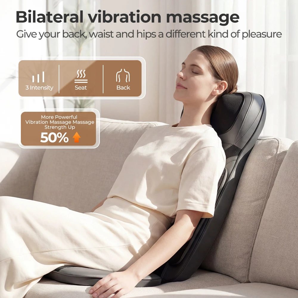 Shiatsu Neck Back Massager with Heat, Adjustable Massage Chair Pad Back Support Massage Seat Cushion for Full Body Massager Gifts for Dad Mom, Adjustable Intensity and Height for Office Chair and Home Use 2