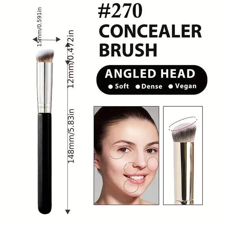270 Concealer Brush, Flawless Foundation Eye Intense Face Makeup Brush, Premium Nose Contour Kabuki Blush Brush 5