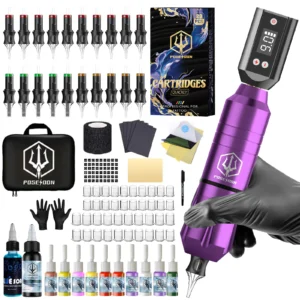 Tattoo Kit POSEIDON V5 Beautiful Tattoo Pen Kit For Permanent Makeup Tattoo Machine Kit Hot Tattoo Power Supply Tattoo Gun Kit 1