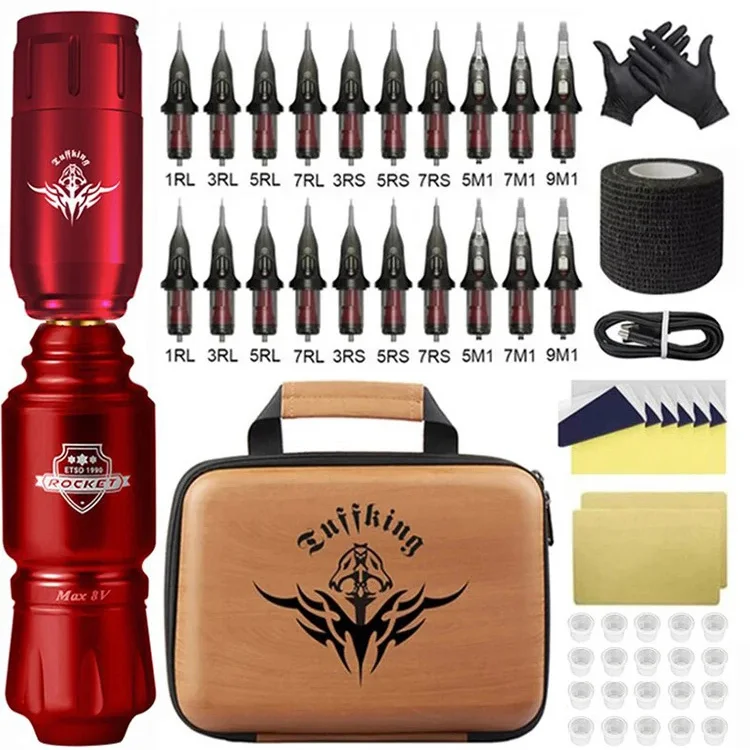 Wireless Rotary Tattoo Pen Kit – Mini Rocket Tattoo Machine Set with 1300mAh Battery, Adjustable 6–11V Speed Control, Type-C Cha 2
