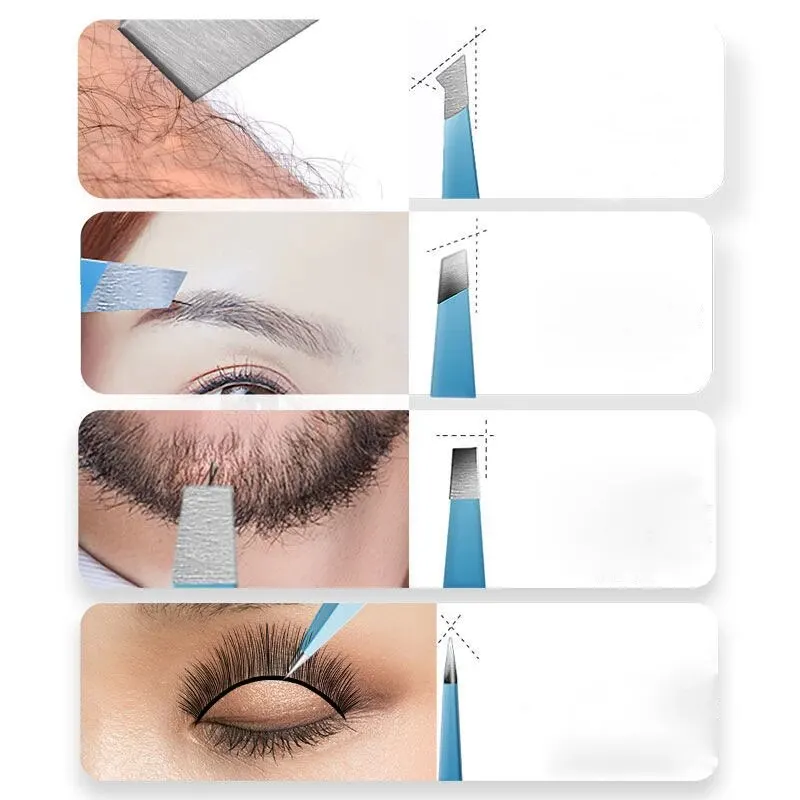 Eyebrow Tweezer Colorful Hair Beauty Fine Hairs Puller Stainless Steel Slanted Eye Brow Clips Removal Makeup Tools 5