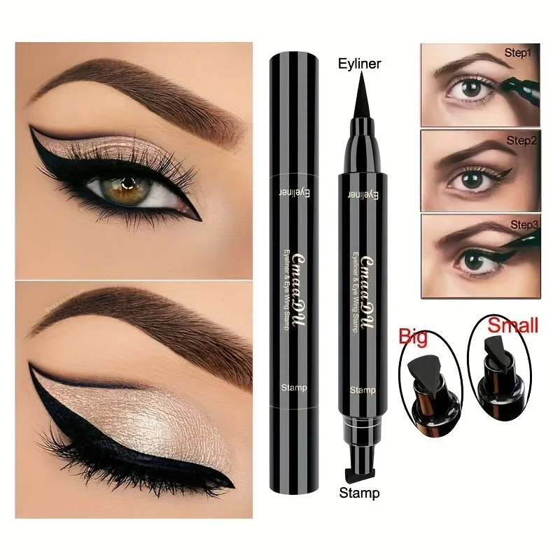 1 Pcs Black Wings Stamp Liquid Eyeliner, Easy Cat Eye Template Makeup Tool Anti-smudge, Vamp Wing, Lasting Waterproof Anti-sweat 6