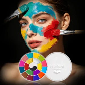 18 Colors Water Based Face Body Paint Palette, Safe Non-Toxic Washable Cosplay SFX Makeup Kit for Carnival Party Stage Makeup 1