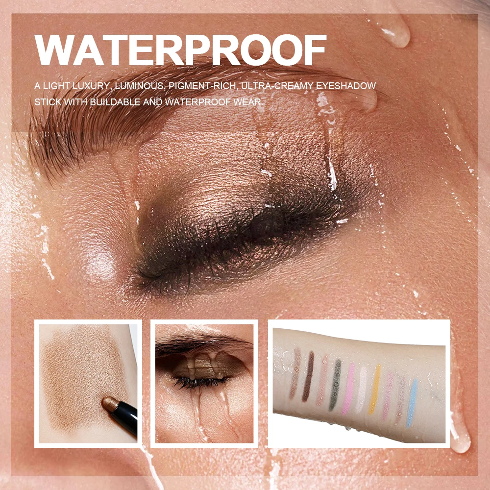 Lakerain Eyeshadow Stick Shimmer and Matte Long Lasting Waterproof Highlighter Metallic Glitter Eye Shadow Pencil Cosmetics 4