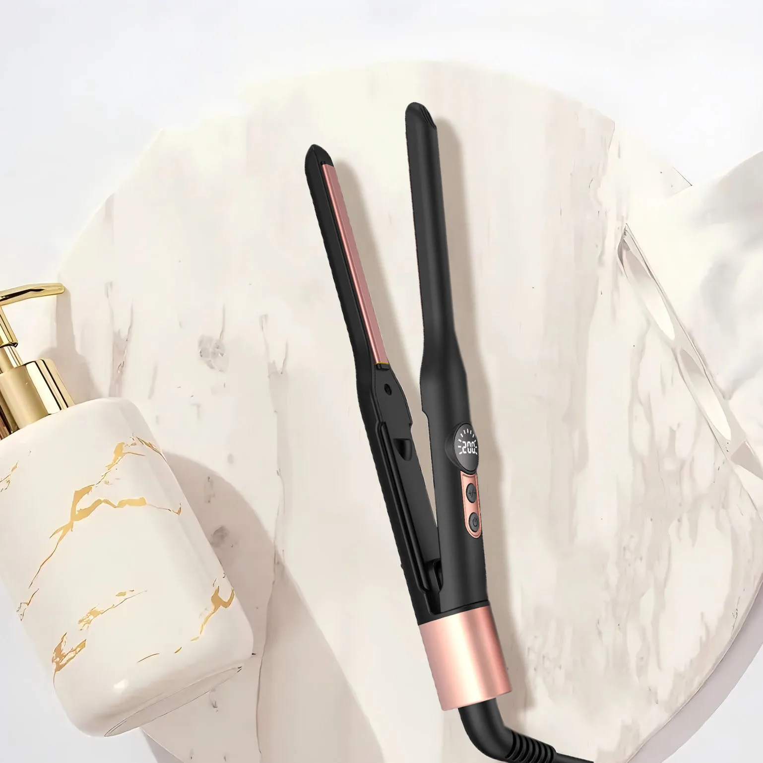 Mini Flat Iron Hair Straightener 1/3 Inch Pencil Flat Iron for Women Portable Travel Straightener and Curler 2 in 1 2